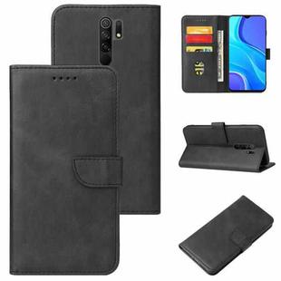 For Xiaomi Redmi 9 Calf Texture Buckle Horizontal Flip Leather Case with Holder & Card Slots & Wallet(Black)