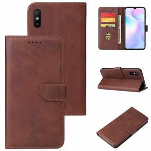 For Xiaomi Redmi 9A Calf Texture Buckle Horizontal Flip Leather Case with Holder & Card Slots & Wallet(Brown)