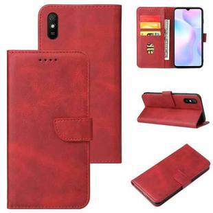 For Xiaomi Redmi 9A Calf Texture Buckle Horizontal Flip Leather Case with Holder & Card Slots & Wallet(Red)