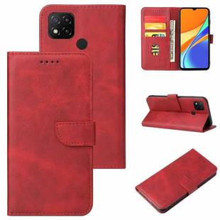 For Xiaomi Redmi 9C Calf Texture Buckle Horizontal Flip Leather Case with Holder & Card Slots & Wallet(Red)