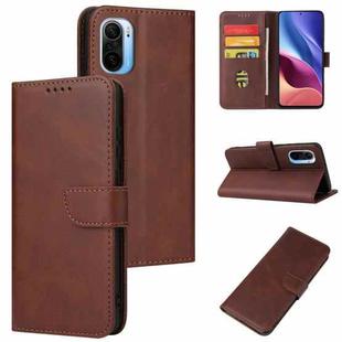 For Xiaomi Redmi K40 Calf Texture Buckle Horizontal Flip Leather Case with Holder & Card Slots & Wallet(Brown)