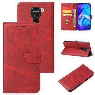 For Xiaomi Redmi Note 9 Calf Texture Buckle Horizontal Flip Leather Case with Holder & Card Slots & Wallet(Red)