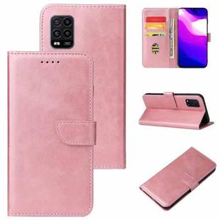 For Xiaomi Mi 10 Lite Calf Texture Buckle Horizontal Flip Leather Case with Holder & Card Slots & Wallet(Rose Gold)