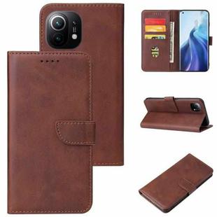 For Xiaomi Mi 11 Calf Texture Buckle Horizontal Flip Leather Case with Holder & Card Slots & Wallet(Brown)