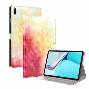 For Huawei MatePad 11 (2021) Voltage Watercolor Pattern Skin Feel Magnetic Horizontal Flip PU Leather Case with Holder(Red)