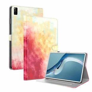 For Huawei MatePad Pro 12.6 (2021) Voltage Watercolor Pattern Skin Feel Magnetic Horizontal Flip PU Leather Case with Holder(Red)