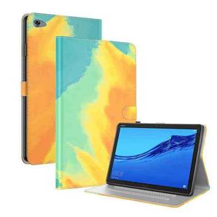 For Huawei MediaPad C5 10.1 Voltage Watercolor Pattern Skin Feel Magnetic Horizontal Flip PU Leather Case with Holder(Yellow)