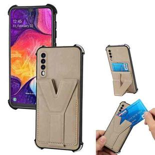 For Samsung Galaxy A50 / A30s Y Style Multifunction Card Stand Back Cover PU + TPU + PC Magnetic Shockproof Case(Khaki)