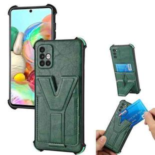 For Samsung Galaxy A71 Y Style Multifunction Card Stand Back Cover PU + TPU + PC Magnetic Shockproof Case(Green)