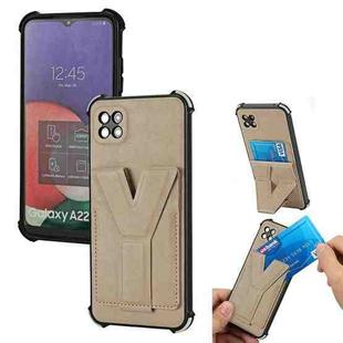 For Samsung Galaxy A22 5G Y Style Multifunction Card Stand Back Cover PU + TPU + PC Magnetic Shockproof Case(Khaki)