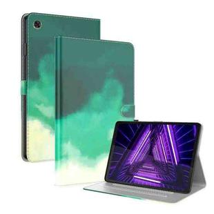 For Lenovo M10 Plus 10.3 TB-X606F TB-X606X Voltage Watercolor Pattern Skin Feel Magnetic Horizontal Flip PU Leather Case with Holder(Green)