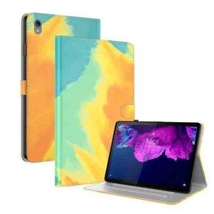 For Lenovo Tab P11 TB-J606F 11inch Voltage Watercolor Pattern Skin Feel Magnetic Horizontal Flip PU Leather Case with Holder(Yellow)