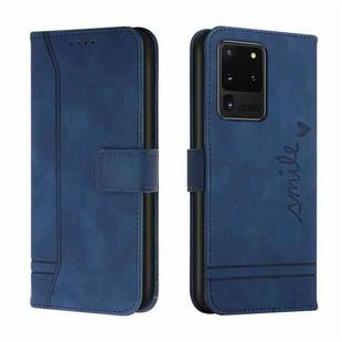 For Samsung Galaxy S20 Ultra Retro Skin Feel Horizontal Flip Soft TPU + PU Leather Case with Holder & Card Slots & Photo Frame(Blue)