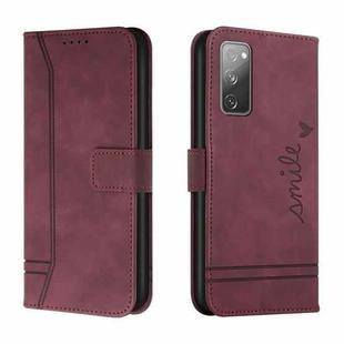 For Samsung Galaxy S20 FE Retro Skin Feel Horizontal Flip Soft TPU + PU Leather Case with Holder & Card Slots & Photo Frame(Wine Red)