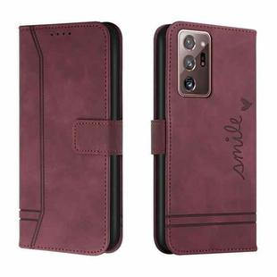 For Samsung Galaxy Note20 Ultra Retro Skin Feel Horizontal Flip Soft TPU + PU Leather Case with Holder & Card Slots & Photo Frame(Wine Red)