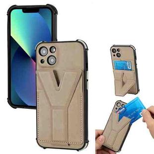 Y Style Multifunction Card Stand Back Cover PU + TPU + PC Magnetic Shockproof Case For iPhone 13(Khaki)