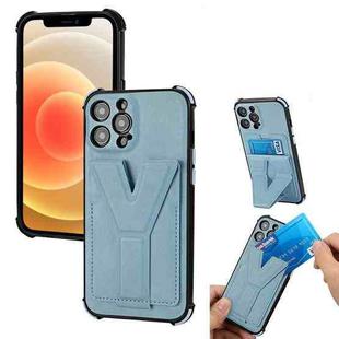 Y Style Multifunction Card Stand Back Cover PU + TPU + PC Magnetic Shockproof Case For iPhone 13 Pro(Blue)