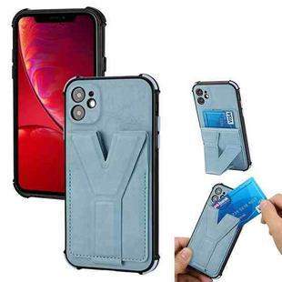 Y Style Multifunction Card Stand Back Cover PU + TPU + PC Magnetic Shockproof Case For iPhone 11(Blue)