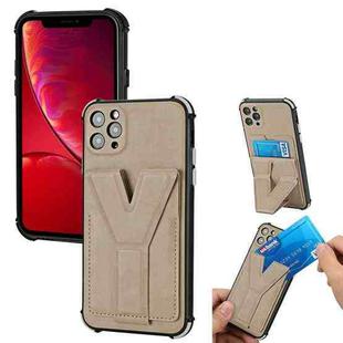 Y Style Multifunction Card Stand Back Cover PU + TPU + PC Magnetic Shockproof Case For iPhone 11 Pro(Khaki)