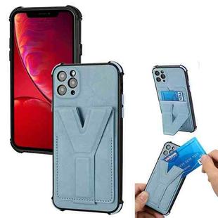 Y Style Multifunction Card Stand Back Cover PU + TPU + PC Magnetic Shockproof Case For iPhone 11 Pro Max(Blue)