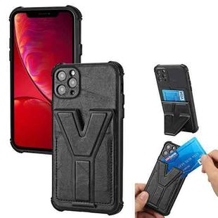 Y Style Multifunction Card Stand Back Cover PU + TPU + PC Magnetic Shockproof Case For iPhone 11 Pro Max(Black)