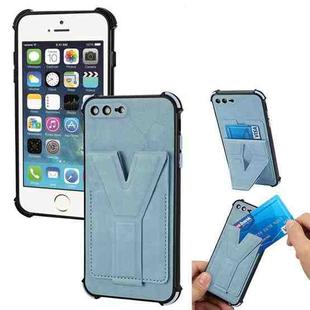 Y Style Multifunction Card Stand Back Cover PU + TPU + PC Magnetic Shockproof Case For iPhone 7 Plus / 8 Plus(Blue)