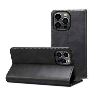For iPhone 13 Pro Calf Texture Horizontal Flip Leather Case with Holder & Card Slots & Wallet (Black)