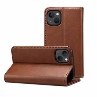 For iPhone 13 Calf Texture Horizontal Flip Leather Case with Holder & Card Slots & Wallet(Brown)
