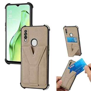 For OPPO A31 Y Style Multifunction Card Stand Back Cover PU + TPU + PC Magnetic Shockproof Case(Khaki)