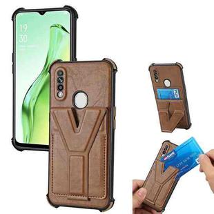 For OPPO A31 Y Style Multifunction Card Stand Back Cover PU + TPU + PC Magnetic Shockproof Case(Brown)