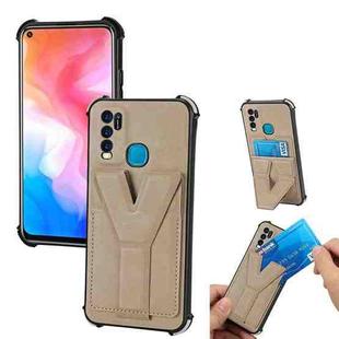 For Infinix Hot 9 Y Style Multifunction Card Stand Back Cover PU + TPU + PC Magnetic Shockproof Case(Khaki)