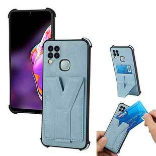 For Infinix Hot 10 Y Style Multifunction Card Stand Back Cover PU + TPU + PC Magnetic Shockproof Case(Light Blue)