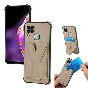 For Infinix Hot 10 Y Style Multifunction Card Stand Back Cover PU + TPU + PC Magnetic Shockproof Case(Khaki)