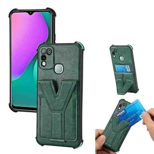 For Infinix Hot 10 Play Y Style Multifunction Card Stand Back Cover PU + TPU + PC Magnetic Shockproof Case(Green)