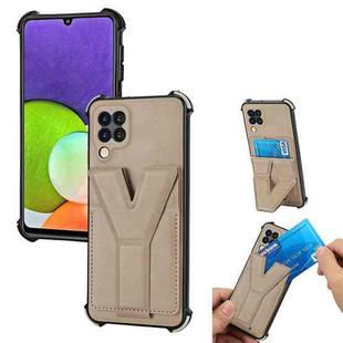 For Infinix Note 10 Y Style Multifunction Card Stand Back Cover PU + TPU + PC Magnetic Shockproof Case(Khaki)