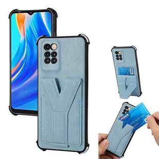 For Infinix Note 10 Pro Y Style Multifunction Card Stand Back Cover PU + TPU + PC Magnetic Shockproof Case(Light Blue)