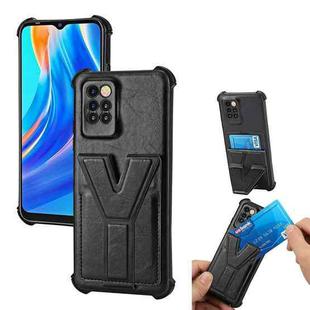 For Infinix Note 10 Pro Y Style Multifunction Card Stand Back Cover PU + TPU + PC Magnetic Shockproof Case(Black)