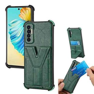 For Tecno Camon 17P Y Style Multifunction Card Stand Back Cover PU + TPU + PC Magnetic Shockproof Case(Green)