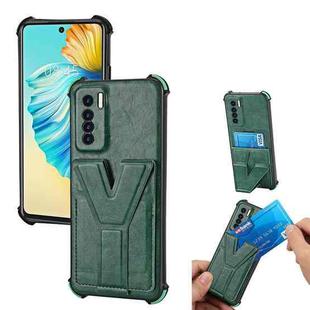 For Tecno Camon 17 Pro Y Style Multifunction Card Stand Back Cover PU + TPU + PC Magnetic Shockproof Case(Green)