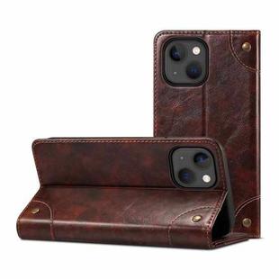 For iPhone 13 Baroque Simple Horizontal Flip Leather Case with Holder & Card Slots & Wallet(Dark Brown)
