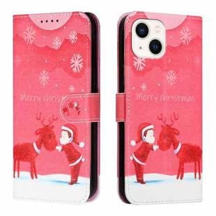 Silk Texture Christmas Painted Pattern Horizontal Flip Leather Case with Holder & Card Slots & Wallet & Photo Frame For iPhone 13 mini(Kid And Deer)