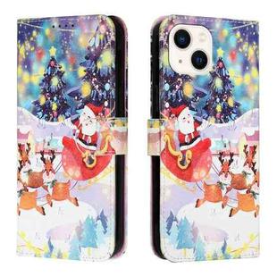 Silk Texture Christmas Painted Pattern Horizontal Flip Leather Case with Holder & Card Slots & Wallet & Photo Frame For iPhone 13 mini(Gifts Santa Claus)