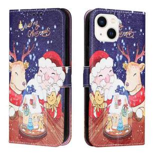 Silk Texture Christmas Painted Pattern Horizontal Flip Leather Case with Holder & Card Slots & Wallet & Photo Frame For iPhone 13(Music Santa Claus)