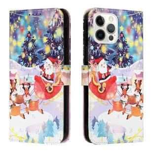 Silk Texture Christmas Painted Pattern Horizontal Flip Leather Case with Holder & Card Slots & Wallet & Photo Frame For iPhone 13 Pro Max(Gifts Santa Claus)