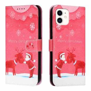 Silk Texture Christmas Painted Pattern Horizontal Flip Leather Case with Holder & Card Slots & Wallet & Photo Frame For iPhone 12 mini(Kid And Deer)