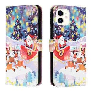 Silk Texture Christmas Painted Pattern Horizontal Flip Leather Case with Holder & Card Slots & Wallet & Photo Frame For iPhone 12 mini(Gifts Santa Claus)