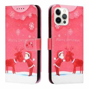 Silk Texture Christmas Painted Pattern Horizontal Flip Leather Case with Holder & Card Slots & Wallet & Photo Frame For iPhone 12 Pro Max(Kid And Deer)