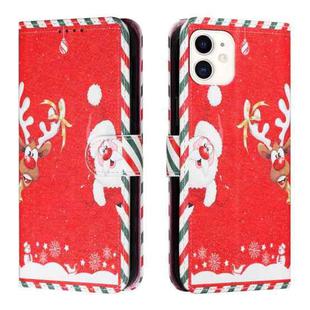 Silk Texture Christmas Painted Pattern Horizontal Flip Leather Case with Holder & Card Slots & Wallet & Photo Frame For iPhone 11(Santa Claus And Deer)