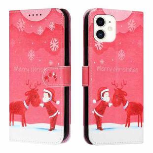 Silk Texture Christmas Painted Pattern Horizontal Flip Leather Case with Holder & Card Slots & Wallet & Photo Frame For iPhone 11(Kid And Deer)