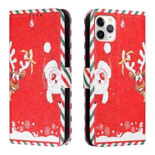 Silk Texture Christmas Painted Pattern Horizontal Flip Leather Case with Holder & Card Slots & Wallet & Photo Frame For iPhone 11 Pro(Santa Claus And Deer)